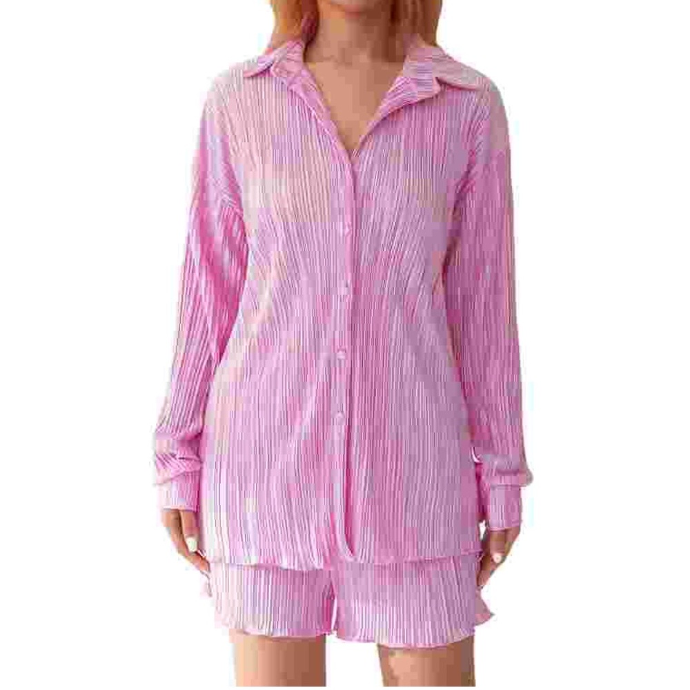 Pink Striped Women's Sleepwear Set